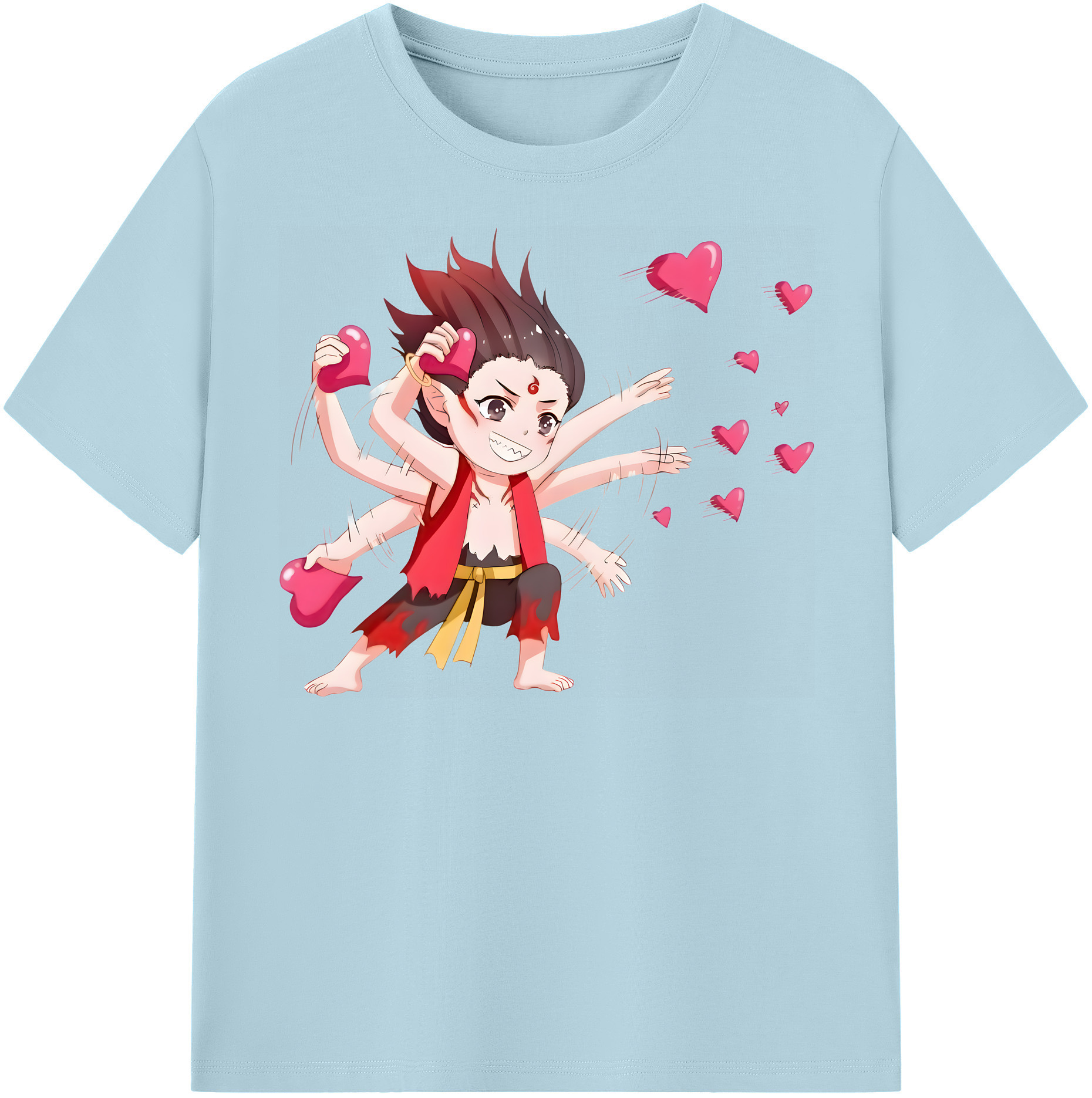 （画像用） Ne Zha 2 ナタ 魔童の大暴れ 綿100％半袖Tシャツ（フロントプリント）